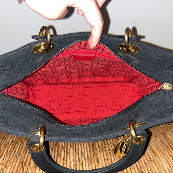 Authentic Lady Dior Black Cannage fabric bag with Gold Hardware - Picture 6 of 10